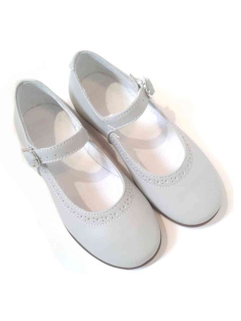 Ballerine bambina Mary Jane 24 scarpe eleganti in pelle grigio perla