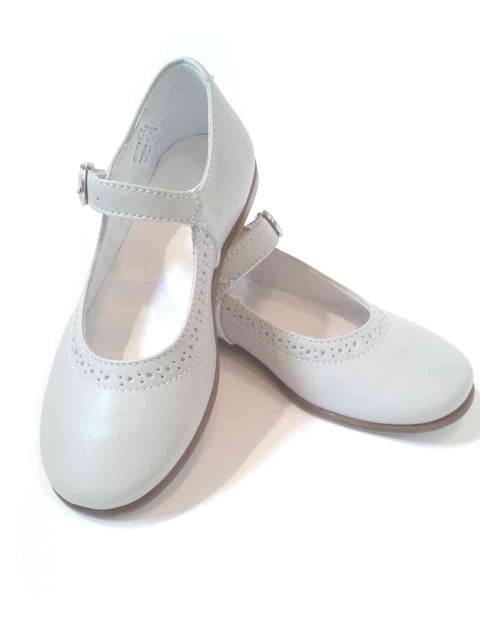 Ballerine bambina Mary Jane scarpe eleganti in pelle grigio perla