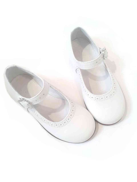 Ballerine bambina mary jane scarpe bianche eleganti in pelle
