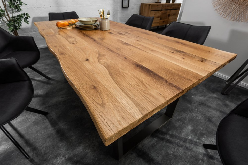 Massieve Eettafel Met Boomrand LIVING EDGE 180 Cm Geolied Wild Eiken 3