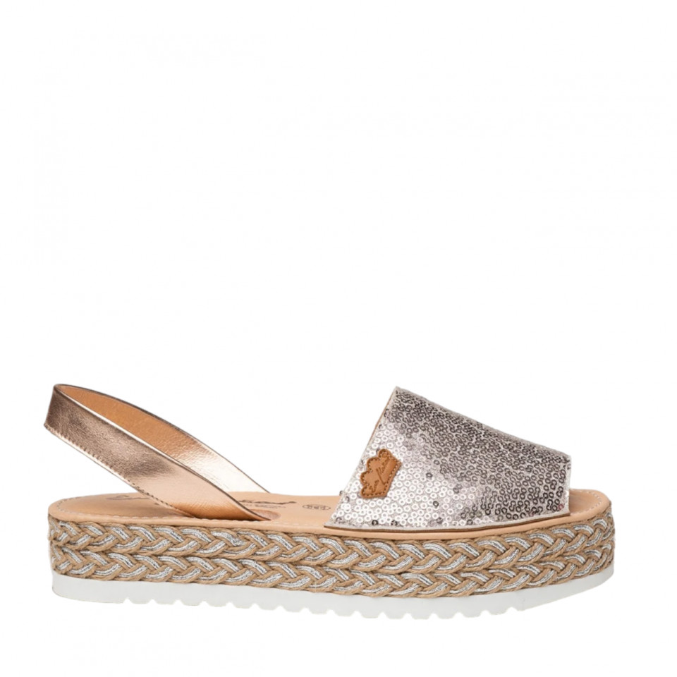 Sandale Din Piele AVARCA SEQUIN Nude