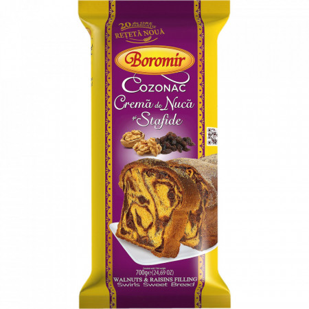 Cozonac Crema De Nuca Si Stafide 400g Boromir