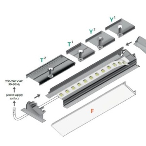 Profil Led Ncastrat Diagonal Aluminiu Neanodizat Lungime M