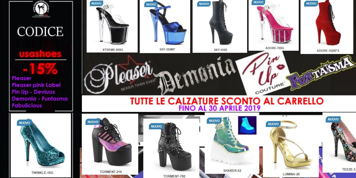 News Calzature exotic dance, sandali, stivali o Punk Demonia News Calzature exotic dance, sandali, stivali o Punk Demonia