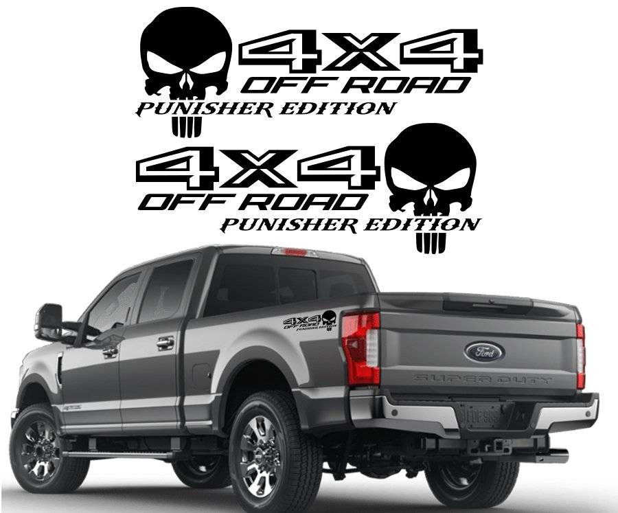 Set 2 Buc Stickere Off Road 4x4 Punisher Edition 50 Cm