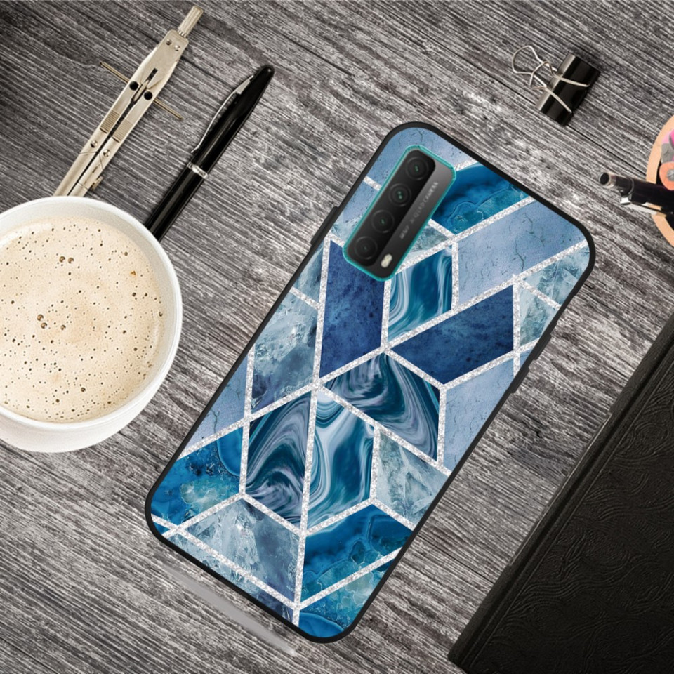 Husa Huawei P Smart Matt Printing Soft Tpu Marble Blue