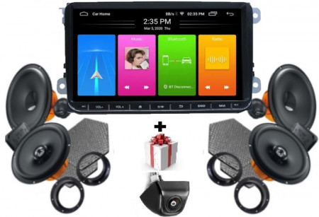 Pachet PROMO difuzoare auto Hertz Dieci, Unitate multimedia NavPro V600G si camera marsarier dedicate Jetta