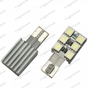 Bec led T10 / W5W / 194 cu 6 SMD 5050 Fara Eroare Canbus Alb 6000K