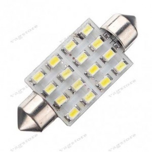 Bec led auto sofit / festoon (C5W) 39mm 16 SMD 1206 alb 6000K