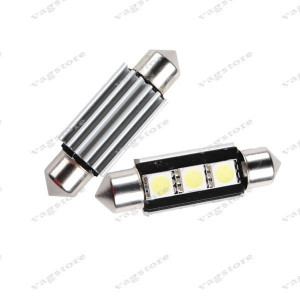 Bec led auto sofit / festoon (C5W) 36mm 3 SMD 5050 CANBUS alb 6000K Lampa numar VW Audi Skoda Seat