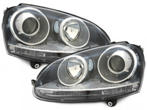 Set Faruri cu Lupa VW Golf 5 V / Jetta MK5 GTI Look Negru/DEPO