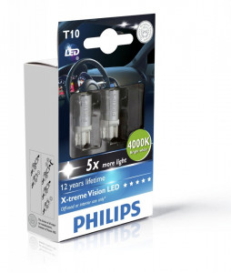Set 2 Becuri Led W5W T10 Philips 4000k