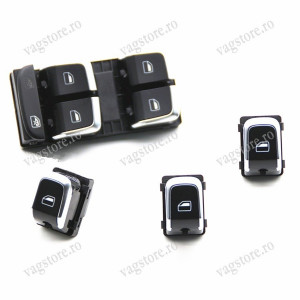 Set Butoane Geamuri Electrice Insertie Aluminium Brushed AUDI A4 A5 Q5