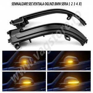 Kit RETROFIT Lumini secventiale semnalizare in oglinda pentru BMW Seria 1 2 3 4 X1