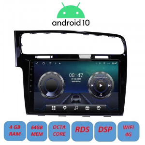 Navigatie Android 10 / 10.1 inch / 4Gb RAM memorie interna 64Gb WIFI USB GPS slot sim 4G pentru VW Golf 7 2013 - 2018