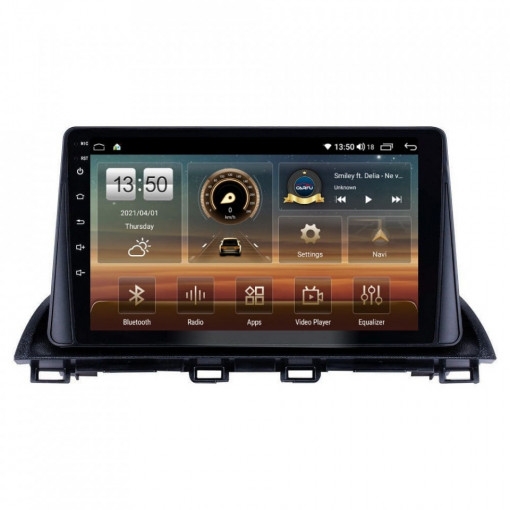Navigatie dedicata cu Android Mazda 3 2013 - 2019, 8GB RAM, Radio GPS Dual Zone, Display HD IPS 9" Touchscreen, Internet Wi-Fi si slot SIM 4G, Bluetooth, MirrorLink, USB, Waze