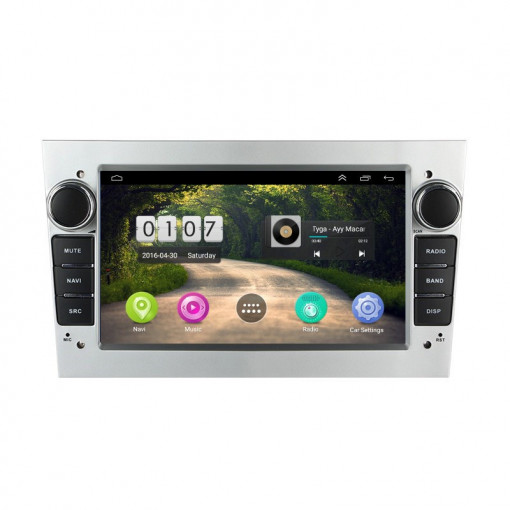 Navigatie dedicata cu Android Opel Astra H 2004 - 2014, gri deschis, 1GB RAM, Radio GPS Dual Zone, Display HD 7" Touchscreen, Internet Wi-Fi, Bluetooth, MirrorLink, USB, Waze