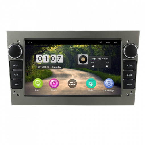 Navigatie dedicata cu Android Opel Tigra TwinTop 2004 - 2010, gri inchis, 1GB RAM, Radio GPS Dual Zone, Display HD 7" Touchscreen, Internet Wi-Fi, Bluetooth, MirrorLink, USB, Waze