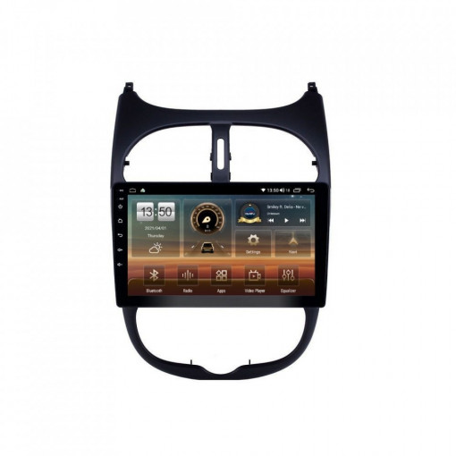 Navigatie dedicata cu Android Peugeot 206 1998 - 2012, 8GB RAM, Radio GPS Dual Zone, Display HD IPS 9" Touchscreen, Internet Wi-Fi si slot SIM 4G, Bluetooth, MirrorLink, USB, Waze