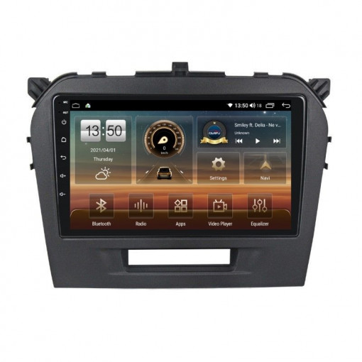 Navigatie dedicata cu Android Suzuki Vitara dupa 2015, 4GB RAM, Radio GPS Dual Zone, Display HD IPS 9" Touchscreen, Internet Wi-Fi si slot SIM 4G, Bluetooth, MirrorLink, USB, Waze