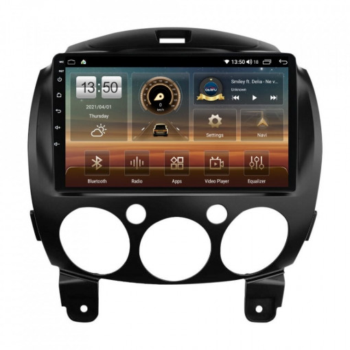 Navigatie dedicata cu Android Mazda 2 2007 - 2014, 4GB RAM, Radio GPS Dual Zone, Display HD IPS 9" Touchscreen, Internet Wi-Fi si slot SIM 4G, Bluetooth, MirrorLink, USB, Waze