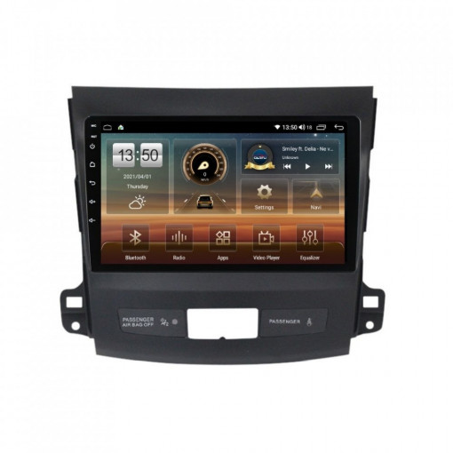 Navigatie dedicata cu Android Mitsubishi Outlander II 2006 - 2012, 8GB RAM, Radio GPS Dual Zone, Display HD IPS 9" Touchscreen, Internet Wi-Fi si slot SIM 4G, Bluetooth, MirrorLink, USB, Waze