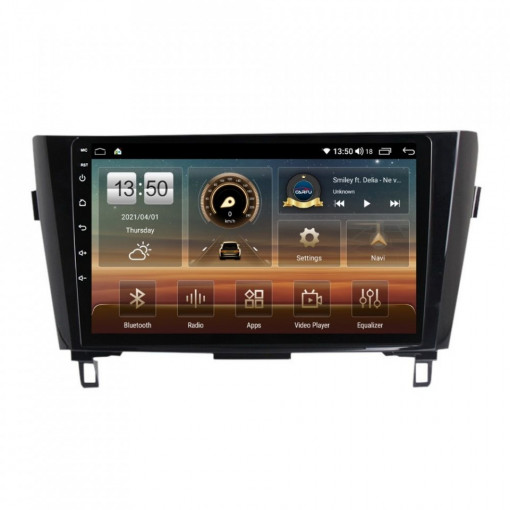 Navigatie dedicata cu Android Nissan Qashqai II 2014 - 2021, 8GB RAM, Radio GPS Dual Zone, Display HD IPS 10" Touchscreen, Internet Wi-Fi si slot SIM 4G, Bluetooth, MirrorLink, USB, Waze