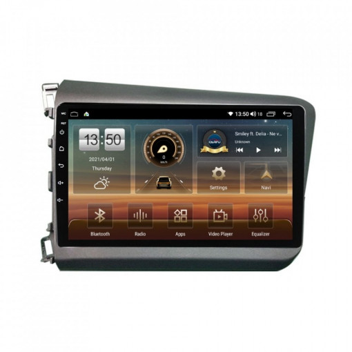 Navigatie dedicata cu Android Honda Civic IX Sedan 2011 - 2015, 4GB RAM, Radio GPS Dual Zone, Display HD IPS 9" Touchscreen, Internet Wi-Fi si slot SIM 4G, Bluetooth, MirrorLink, USB, Waze
