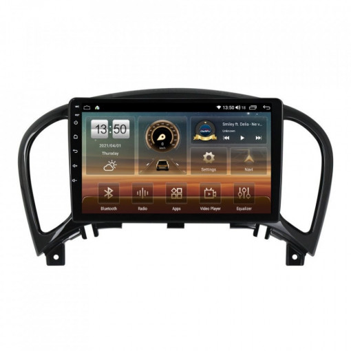 Navigatie dedicata cu Android Nissan Juke 2010 - 2019, 6GB RAM, Radio GPS Dual Zone, Display HD IPS 9" Touchscreen, Internet Wi-Fi si slot SIM 4G, Bluetooth, MirrorLink, USB, Waze