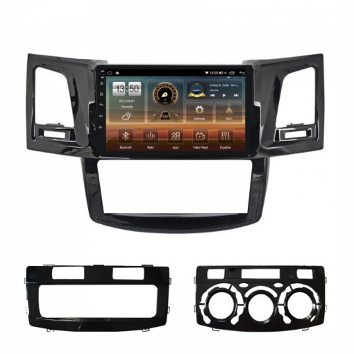 Navigatie dedicata cu Android Toyota Hilux VII 2004 - 2015, 4GB RAM, Radio GPS Dual Zone, Display HD IPS 9" Touchscreen, Internet Wi-Fi si slot SIM 4G, Bluetooth, MirrorLink, USB, Waze