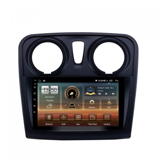Navigatie dedicata cu Android Dacia Logan II 2012 - 2020, 4GB RAM, Radio GPS Dual Zone, Display HD IPS 9" Touchscreen, Internet Wi-Fi si slot SIM 4G, Bluetooth, MirrorLink, USB, Waze