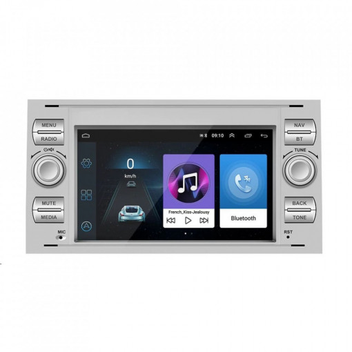 Navigatie dedicata cu Android Ford C-Max 2003 - 2010, gri, 1GB RAM, Radio GPS Dual Zone, Display HD 7" Touchscreen, Internet Wi-Fi, Bluetooth, MirrorLink, USB, Waze