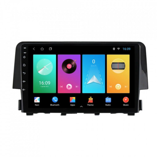 Navigatie dedicata cu Android Honda Civic X 2015 - 2021, 1GB RAM, Radio GPS Dual Zone, Display HD 9" Touchscreen, Internet Wi-Fi, Bluetooth, MirrorLink, USB, Waze