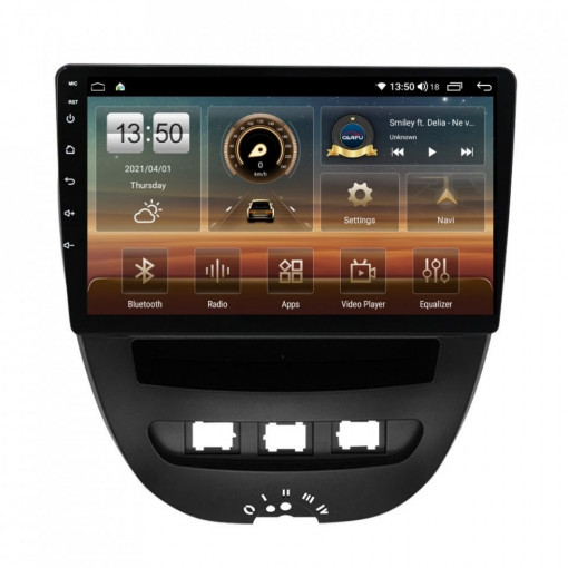 Navigatie dedicata cu Android Peugeot 107 2005 - 2014, 8GB RAM, Radio GPS Dual Zone, Display HD IPS 10" Touchscreen, Internet Wi-Fi si slot SIM 4G, Bluetooth, MirrorLink, USB, Waze