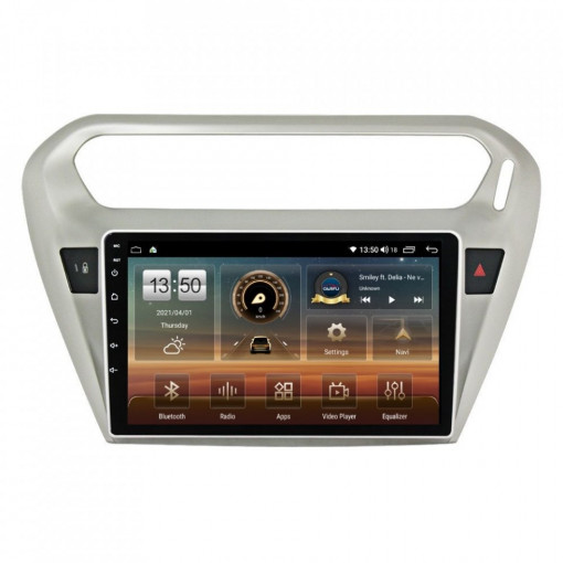 Navigatie dedicata cu Android Citroen C-Elysee 2012 - 2021, 4GB RAM, Radio GPS Dual Zone, Display HD IPS 9" Touchscreen, Internet Wi-Fi si slot SIM 4G, Bluetooth, MirrorLink, USB, Waze