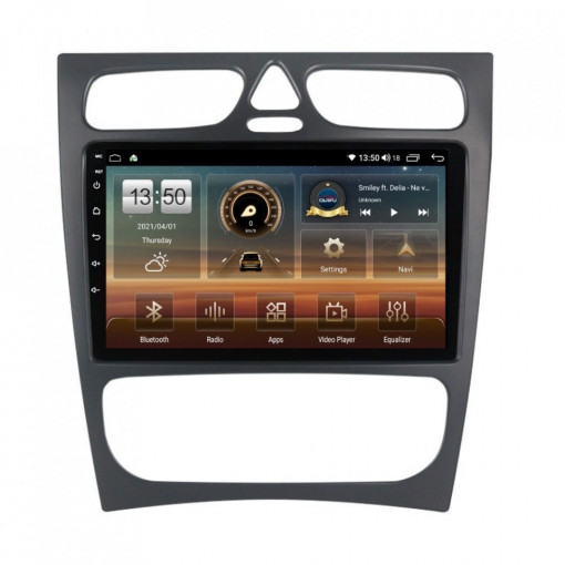 Navigatie dedicata cu Android Mercedes C-Class W203 2000 - 2004, 4GB RAM, Radio GPS Dual Zone, Display HD IPS 9" Touchscreen, Internet Wi-Fi si slot SIM 4G, Bluetooth, MirrorLink, USB, Waze