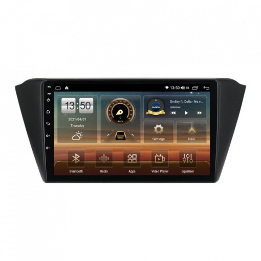 Navigatie dedicata cu Android Skoda Fabia III (2014-2021), 8GB RAM, Radio GPS Dual Zone, Display HD IPS 9" Touchscreen, Internet Wi-Fi si slot SIM 4G, Bluetooth, MirrorLink, USB, Waze