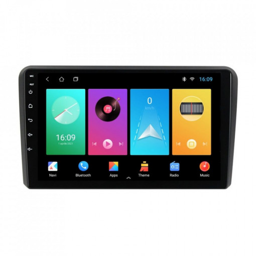 Navigatie dedicata cu Android Audi A3 (8P1) 2003 - 2013, 1GB RAM, Radio GPS Dual Zone, Display HD 9" Touchscreen, Internet Wi-Fi, Bluetooth, MirrorLink, USB, Waze