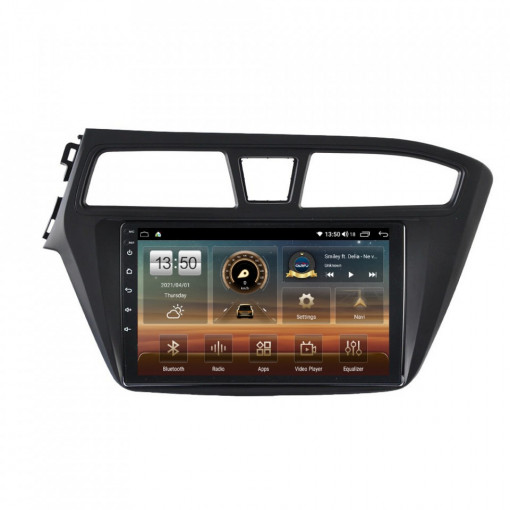 Navigatie dedicata cu Android Hyundai i20 2014 - 2018, 4GB RAM, Radio GPS Dual Zone, Display HD IPS 9" Touchscreen, Internet Wi-Fi si slot SIM 4G, Bluetooth, MirrorLink, USB, Waze
