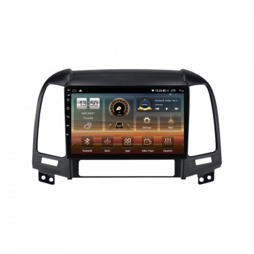Navigatie dedicata cu Android Hyundai Santa Fe II 2006 - 2012, 6GB RAM, Radio GPS Dual Zone, Display HD IPS 9" Touchscreen, Internet Wi-Fi si slot SIM 4G, Bluetooth, MirrorLink, USB, Waze