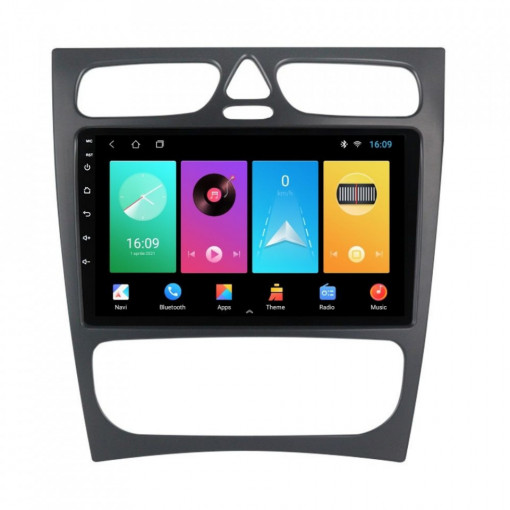 Navigatie dedicata cu Android Mercedes C-Class W203 2000 - 2004, 2GB RAM, Radio GPS Dual Zone, Display HD 9" Touchscreen, Internet Wi-Fi, Bluetooth, MirrorLink, USB, Waze