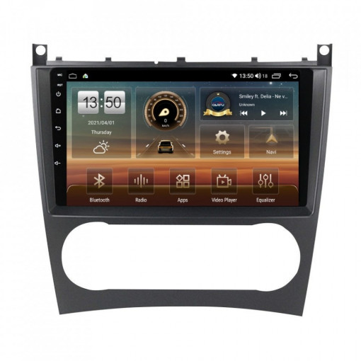 Navigatie dedicata cu Android Mercedes C-Class W203 2004 - 2007, 4GB RAM, Radio GPS Dual Zone, Display HD IPS 9" Touchscreen, Internet Wi-Fi si slot SIM 4G, Bluetooth, MirrorLink, USB, Waze