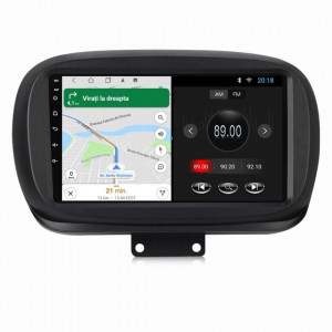 Navigatie dedicata cu Android Fiat 500X dupa 2014, 2GB RAM, Radio GPS Dual Zone, Display HD 9" Touchscreen, Internet Wi-Fi, Bluetooth, MirrorLink, USB, Waze