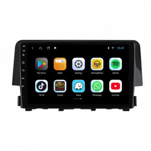 Navigatie dedicata cu Android Honda Civic X 2015 - 2021, 2GB RAM, Radio GPS Dual Zone, Display HD 9" Touchscreen, Internet Wi-Fi, Bluetooth, MirrorLink, USB, Waze