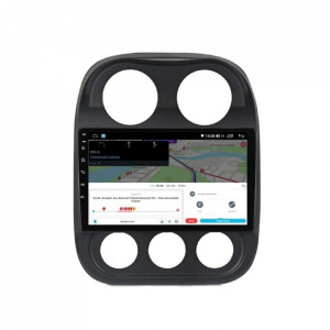 Navigatie dedicata cu Android Jeep Compass I 2011 - 2016, 6GB RAM, Radio GPS Dual Zone, Display HD IPS 10" Touchscreen, Internet Wi-Fi si slot SIM 4G, Bluetooth, MirrorLink, USB, Waze