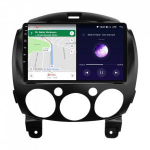 Navigatie dedicata cu Android Mazda 2 2007 - 2014, 4GB RAM, Radio GPS Dual Zone, Display HD IPS 9" Touchscreen, Internet Wi-Fi si slot SIM 4G, Bluetooth, MirrorLink, USB, Waze