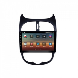 Navigatie dedicata cu Android Peugeot 206 1998 - 2012, 6GB RAM, Radio GPS Dual Zone, Display HD IPS 9" Touchscreen, Internet Wi-Fi si slot SIM 4G, Bluetooth, MirrorLink, USB, Waze