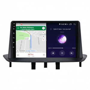 Navigatie dedicata cu Android Renault Megane III 2009 - 2016, 8GB RAM, Radio GPS Dual Zone, Display HD IPS 9" Touchscreen, Internet Wi-Fi si slot SIM 4G, Bluetooth, MirrorLink, USB, Waze
