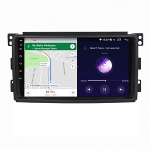 Navigatie dedicata cu Android Smart Fortwo 2007 - 2010, 6GB RAM, Radio GPS Dual Zone, Display HD IPS 9" Touchscreen, Internet Wi-Fi si slot SIM 4G, Bluetooth, MirrorLink, USB, Waze