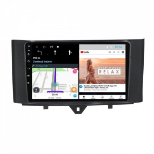 Navigatie dedicata cu Android Smart Fortwo 2011 - 2014, 2GB RAM, Radio GPS Dual Zone, Display HD 9" Touchscreen, Internet Wi-Fi, Bluetooth, MirrorLink, USB, Waze
